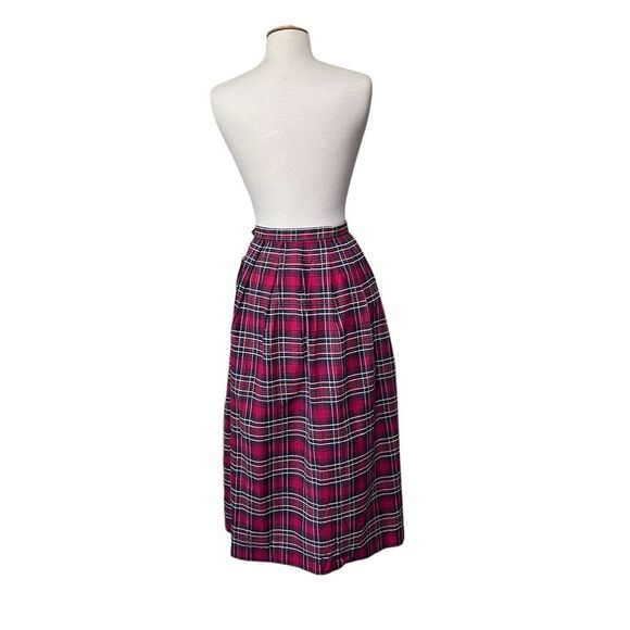 NOS Vintage Carroll Reed Red Plaid Tartan A-line Skirt with Box Pleats - Large - Picture 9 of 10